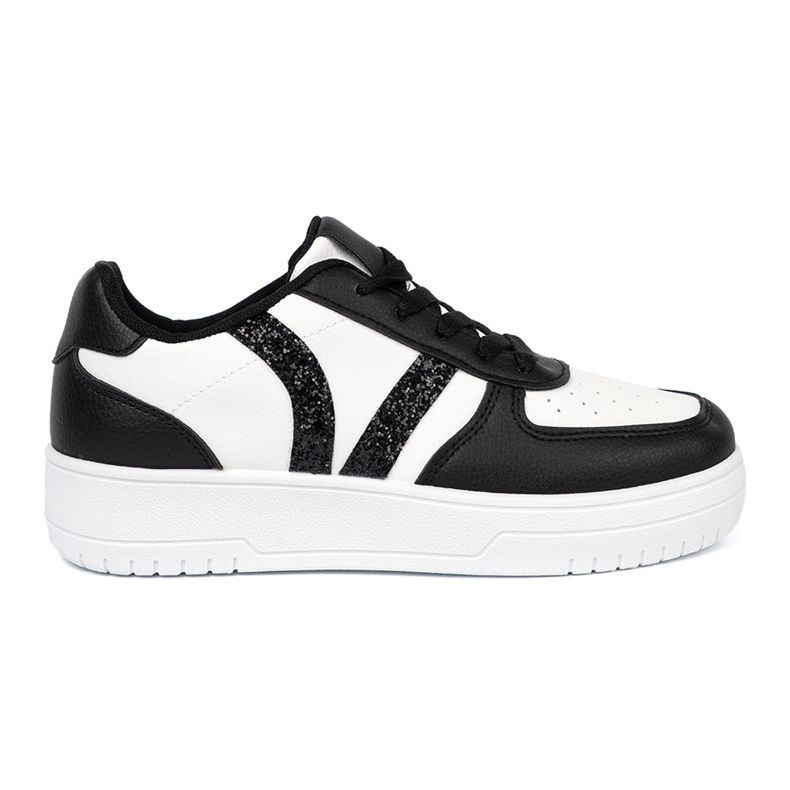 Shelvt Tênis em preto e branco elegantes com inserções de brilho