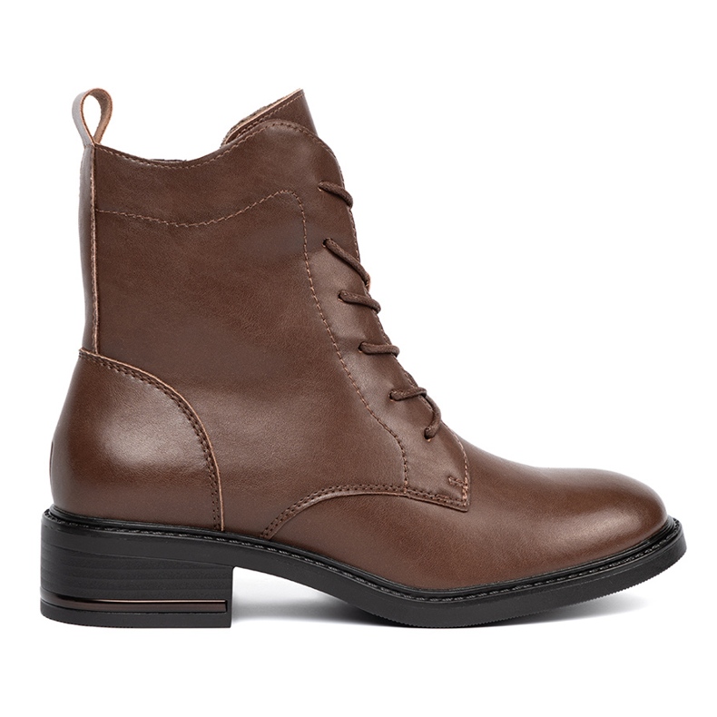 Botas de renda marrom com um salto baixo Sergio Leone castanho