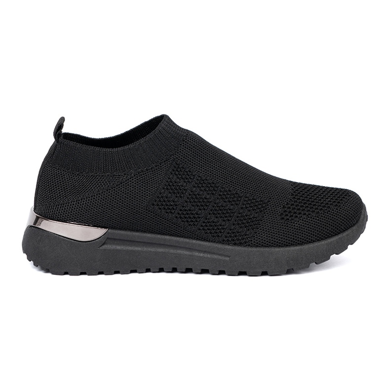 Shelvt Black Slip-On Sports Shoes com uma parte superior de malha preto