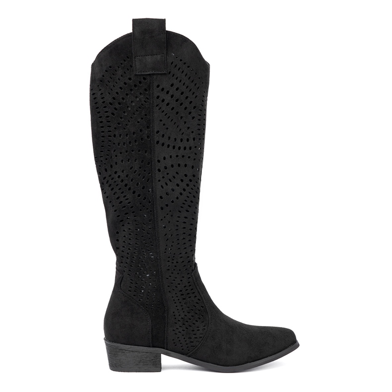 Seastar Botas Black Openwork no estilo de um cowboy preto