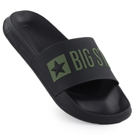 Black Big Star SS174359 Slippers de praia preta masculinos preto