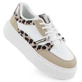 Sapatos esportivos na plataforma ZZ com impressão de leopardo Big Star SS274357 branco