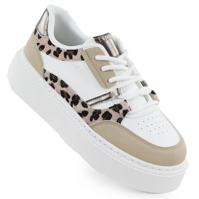 Sapatos esportivos na plataforma ZZ com impressão de leopardo Big Star SS274357 branco