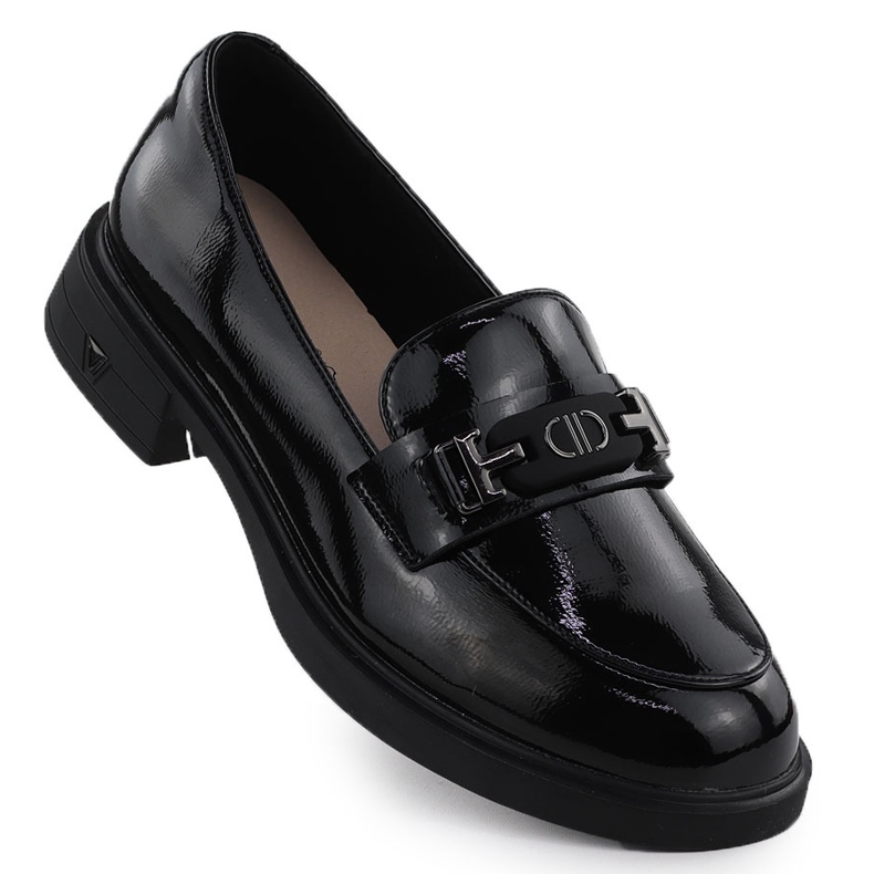 Sapatos de couro feminino mocassistas envernizados Vinceza 39957 preto