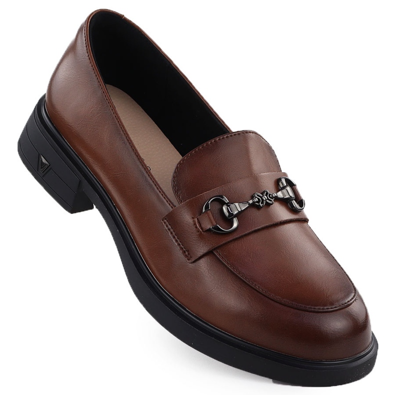 Sapatos de couro femininos Brown Loapers Vinceza 39958 castanho