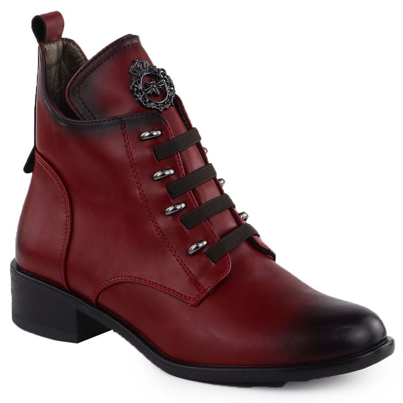 Botas femininas de salto plano isoladas jezzi ASA198-21 vermelho