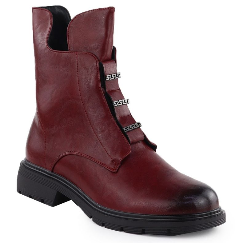 Jezzi Botas de salto quente de salto plano MR2501-4 vermelho