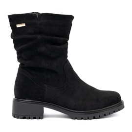 Shelvt Botas pretas com uma parte superior em ruínas e um zíper preto