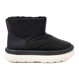 Shelvt Botas de neve preta à prova d'água com interior de pele preto