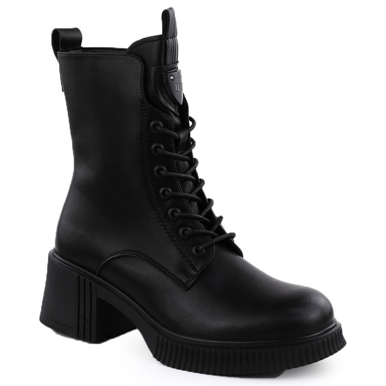 Botas de couro feminino no bloco Black Vinceza 66671 preto