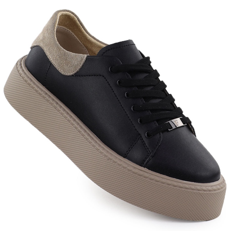 Sapatos de couro feminino na plataforma czarne filippo dp6119 preto