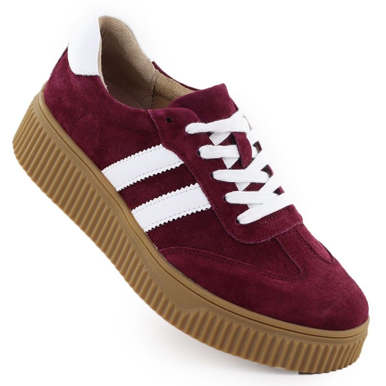 Sapatos de couro feminino na plataforma Filippo DP6776 Borgonha vermelho