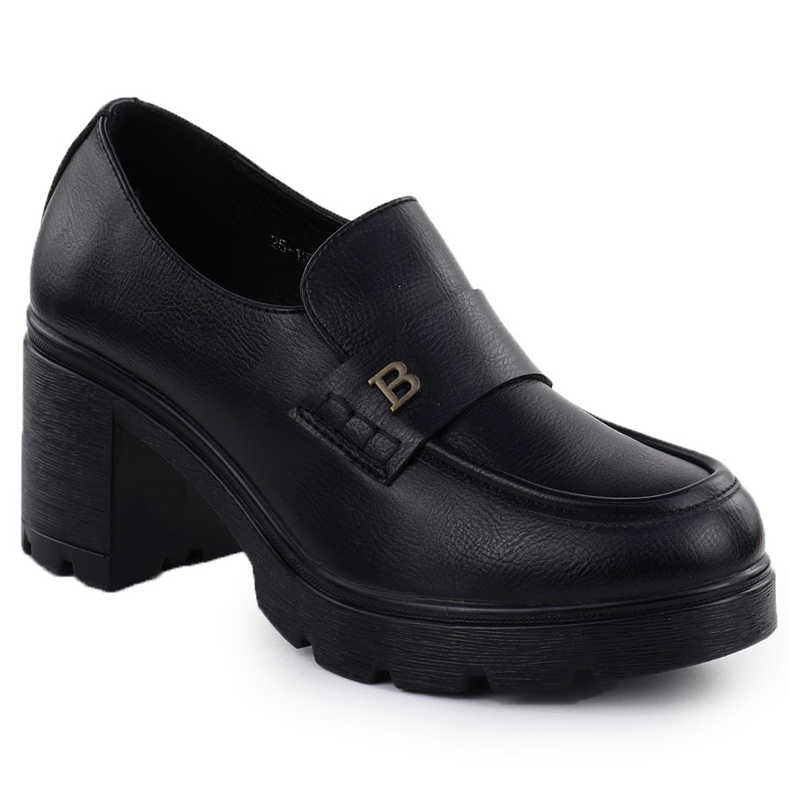 Sapatos femininos de mocassins no Black Potocki SZ12700 Brick preto