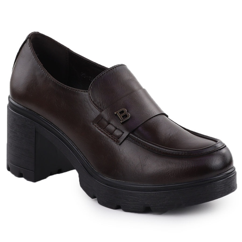 Sapatos femininos de mocassins no bloco Brown Potocki SZ12700 castanho