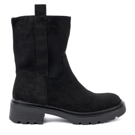 Shelvt Botas elegantes no tornozelo com uma sola grossa e preta preto