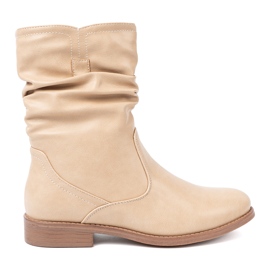 Shelvt Botas bege confortáveis com babados
