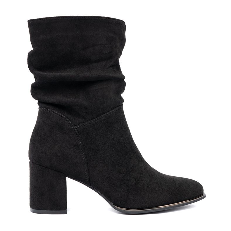 Shelvt Botas de camurça preta com enrugamento elegante preto