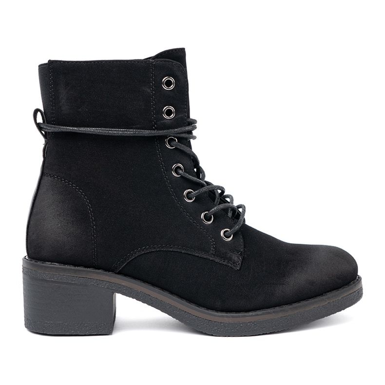Shelvt Botas de renda com cheiro baixo preto