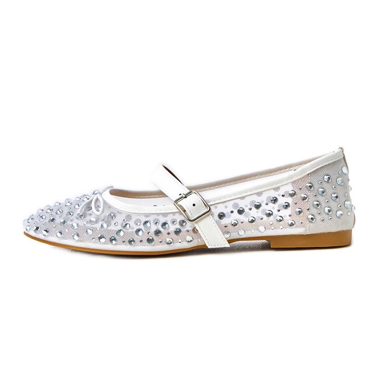 Bailarinas de malha branca com cristais elásides branco