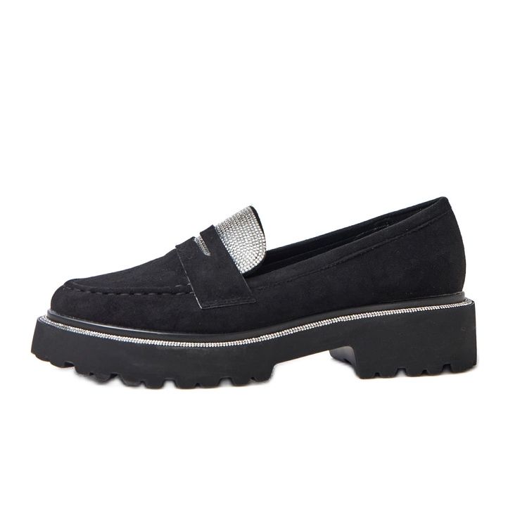 Black Ekozamszu Mocassins Decorados com Zircônia cúbica Klooren preto