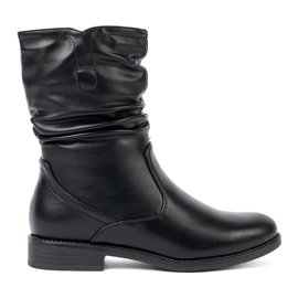Shelvt Botas pretas confortáveis ​​com babados preto