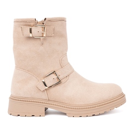 Shelvt Botas jsnobeżowe elegantes com fivelas decorativas