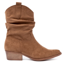 Shelvt Botas femininas marrons com um corte clássico marrom
