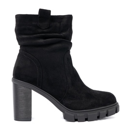 Shelvt Botas pretas elegantes com uma parte superior enrugada preto