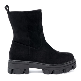 Shelvt Botas pretas com um corte minimalista preto