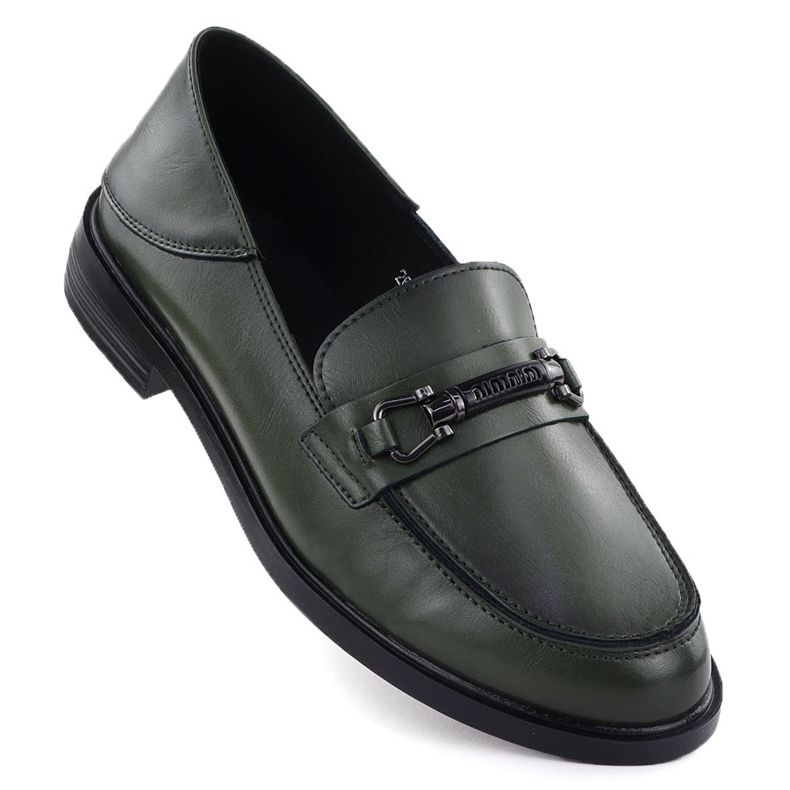 Sapatos de couro Mocomotores femininos verde Vinceza 18112