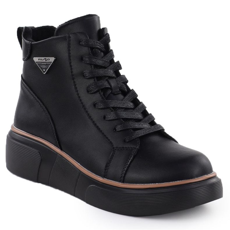 Botas de couro feminino nas cunhas preto filippo dbt6452
