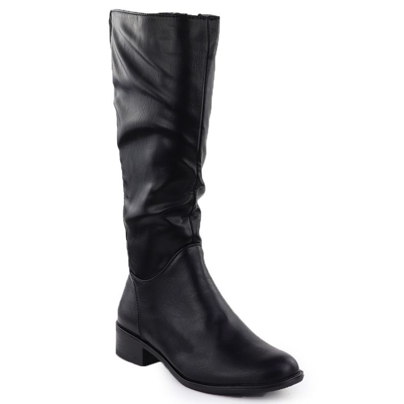 Botas de couro feminino preto jezzi ASA198-19