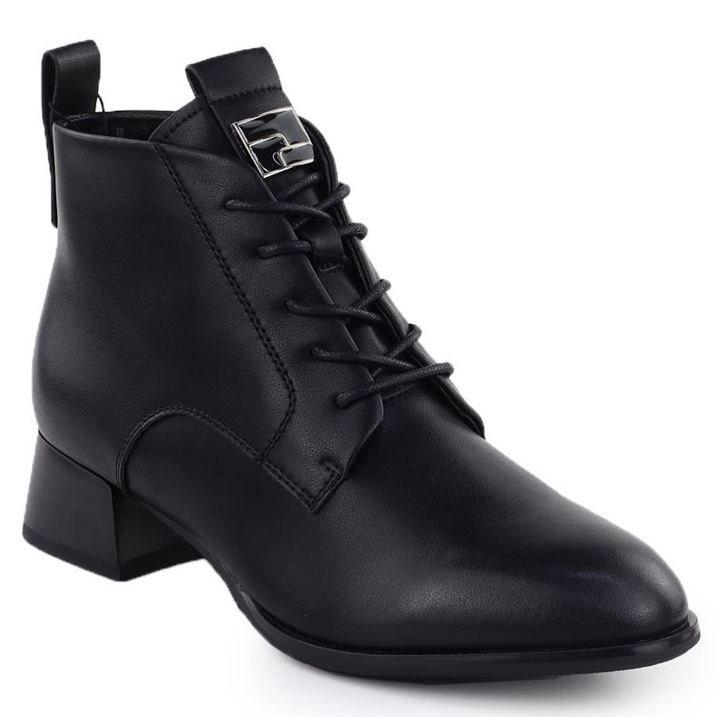 Black Vinceza 66805 Saltos altos de couro preto