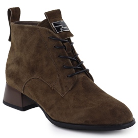 Salto alto de couro feminino Brown Vinceza 66805 marrom