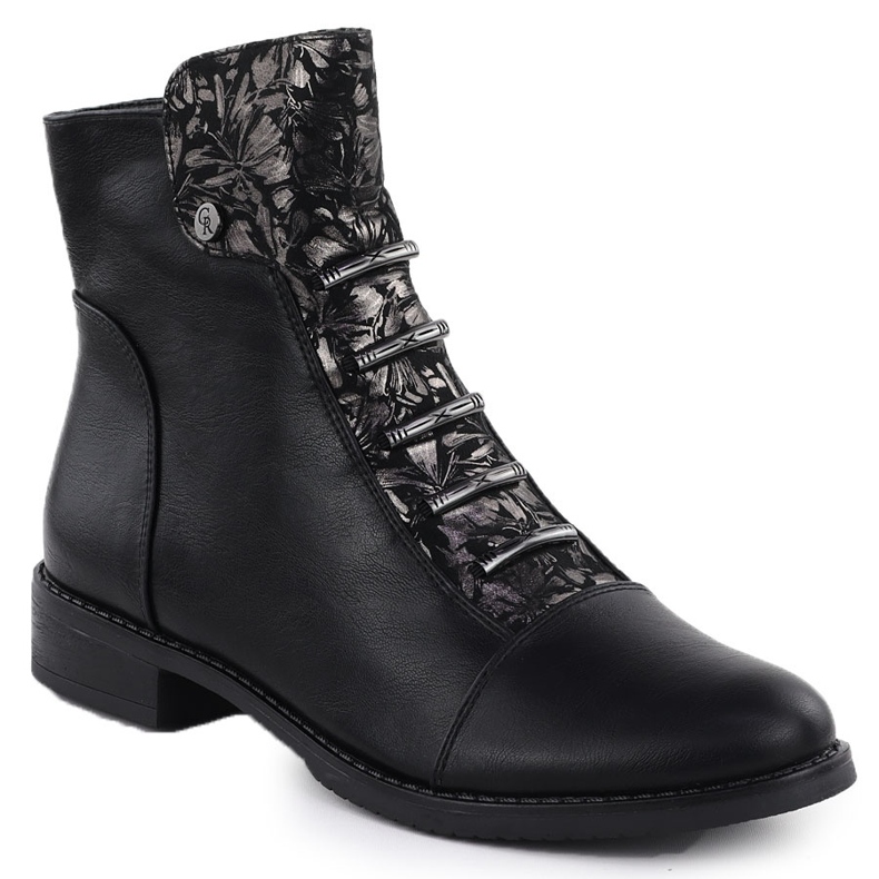 Jezzi Botas femininas Flores negras ASA62-16 preto