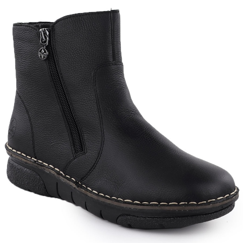 Confortável Rieker preto feminino de couro 73365-00