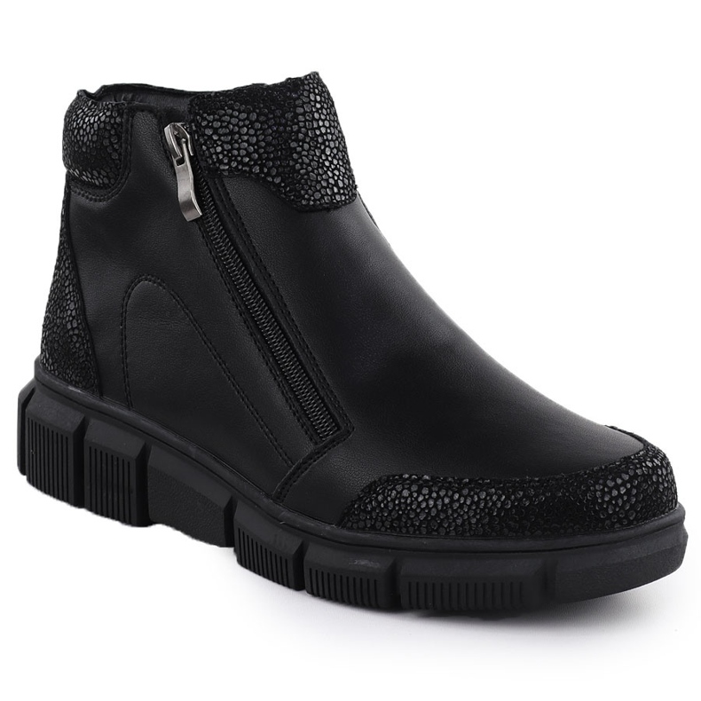 Botas de couro feminino na elevação Black Jezzi 9309