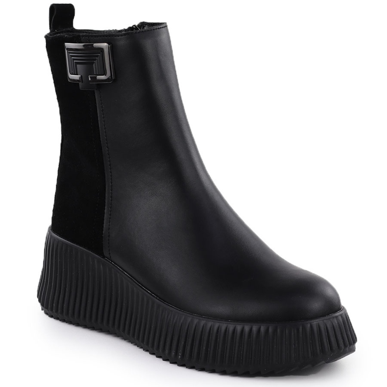 Botas de couro feminino nas cunhas preto filippo dbt7268