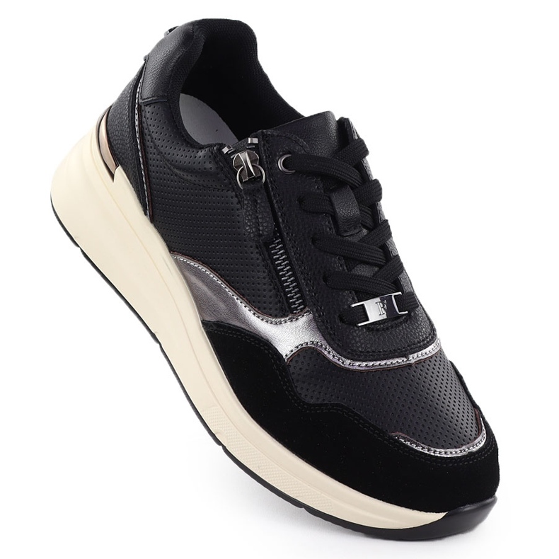 Sapatos femininos metálicos de couro preto filippo dp7105/25