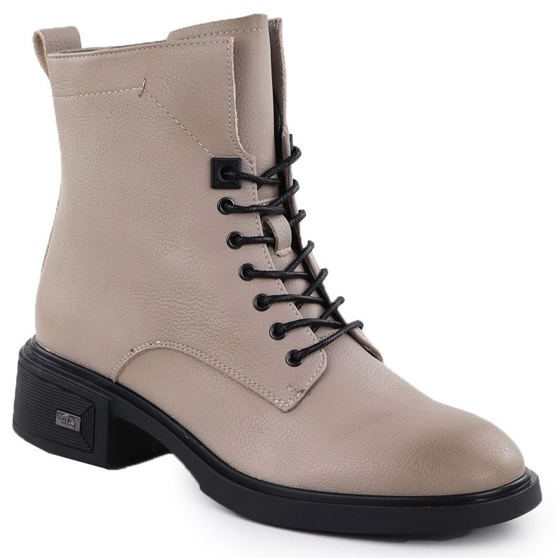 Botas de couro no bege feminino Vinceza 26-39955