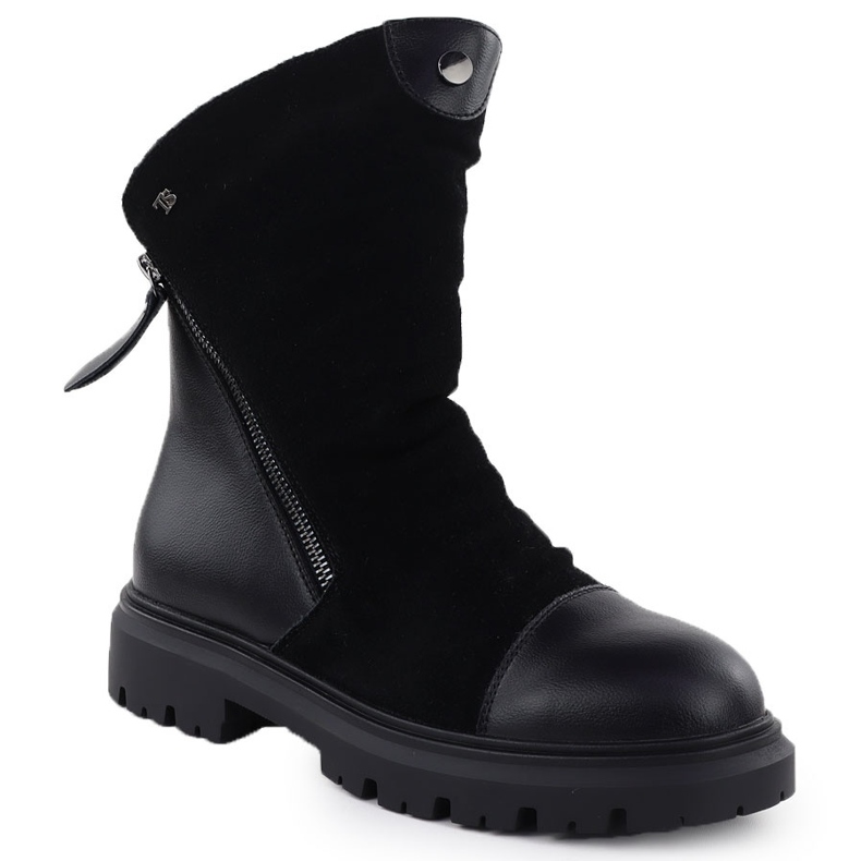 Botas de couro femininas na plataforma Black T.Sokolski Z25-163