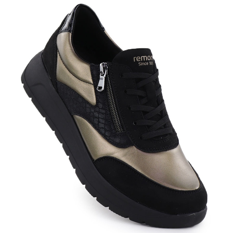 Remonte Renovação preta e dourada confortável feminina D2V02-04