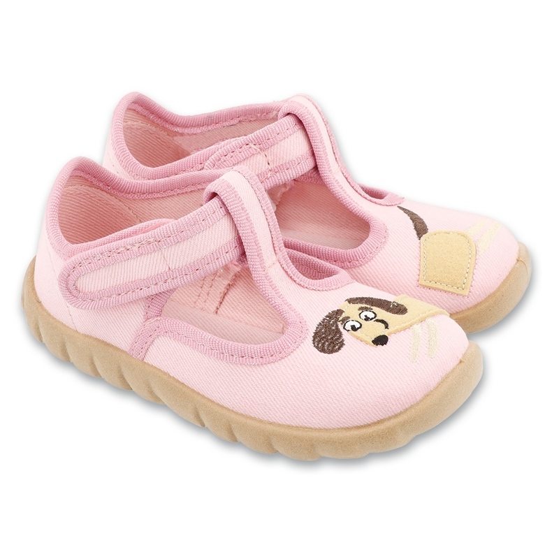 Slippers infantis de Befado 627p012 Aplicação de cachorro rosa