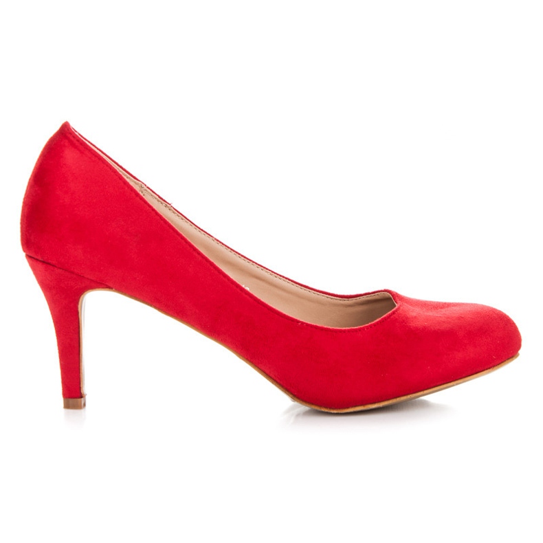 Belle Women saltos baixos de camurça vermelho