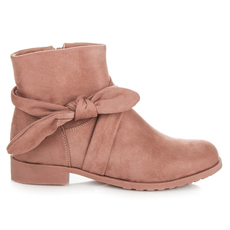 Ideal Shoes Botinhas de camurça com zíper rosa Ideal Shoes Botinhas de camurça com zíper rosa