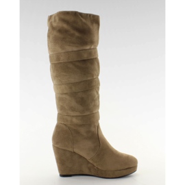 Botas de cunha TE830-7Y taupe castanho