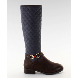X706 Botas acolchoadas azul-castanho escuro marrom azul-marinho
