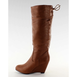 Botas de cunha TE003 camelo marrom multicolorido