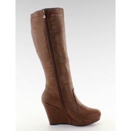 Botas de cunha lisa 9515 marrom