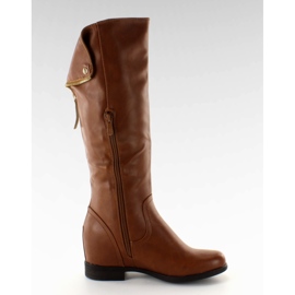 Botas escondidas cunhas YS-6 camelo marrom